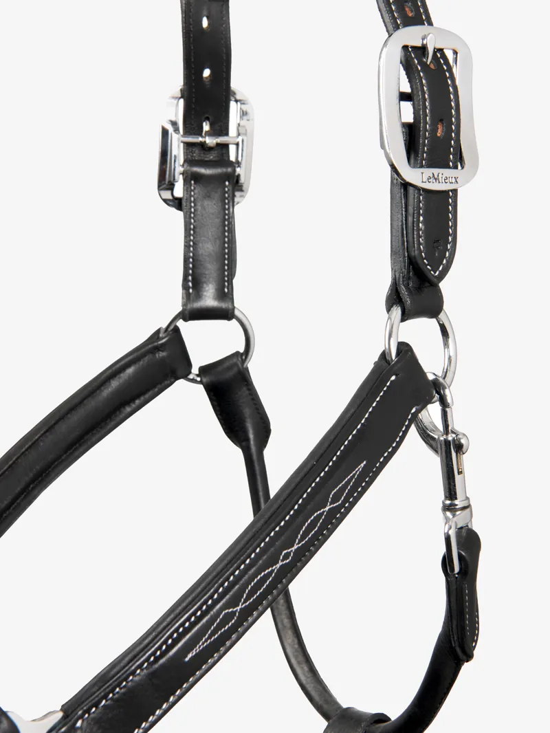 LeMieux Stitched Leather Headcollar in Black-2