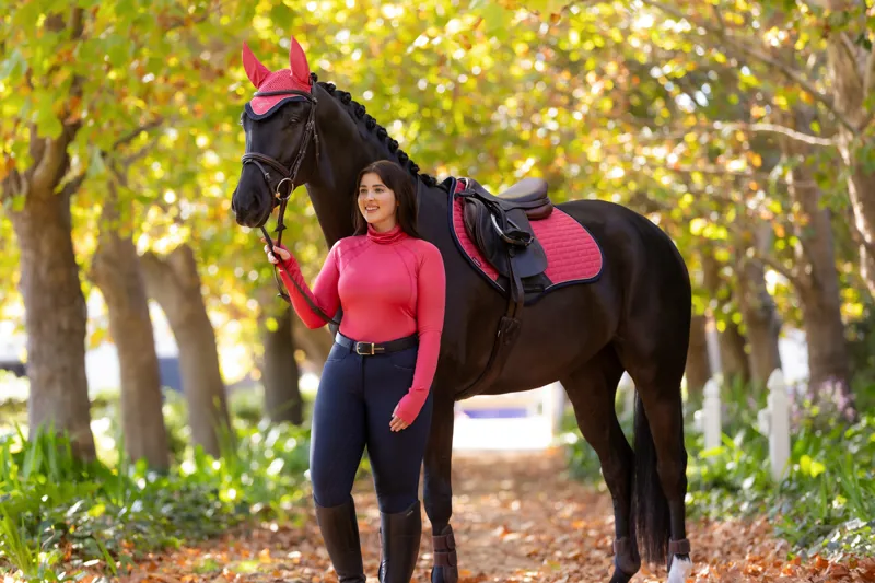 LeMieux Suede Close Contact Square in Cranberry-2