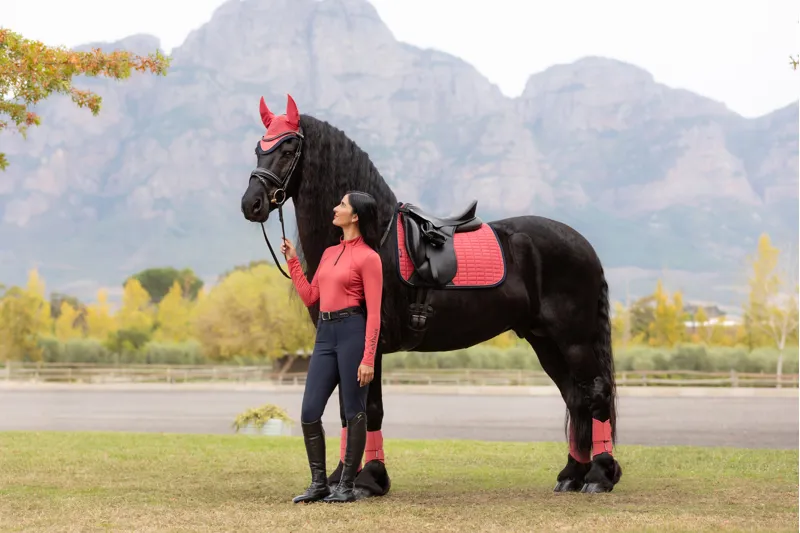 LeMieux Classic Suede Dressage Square in Cranberry-3