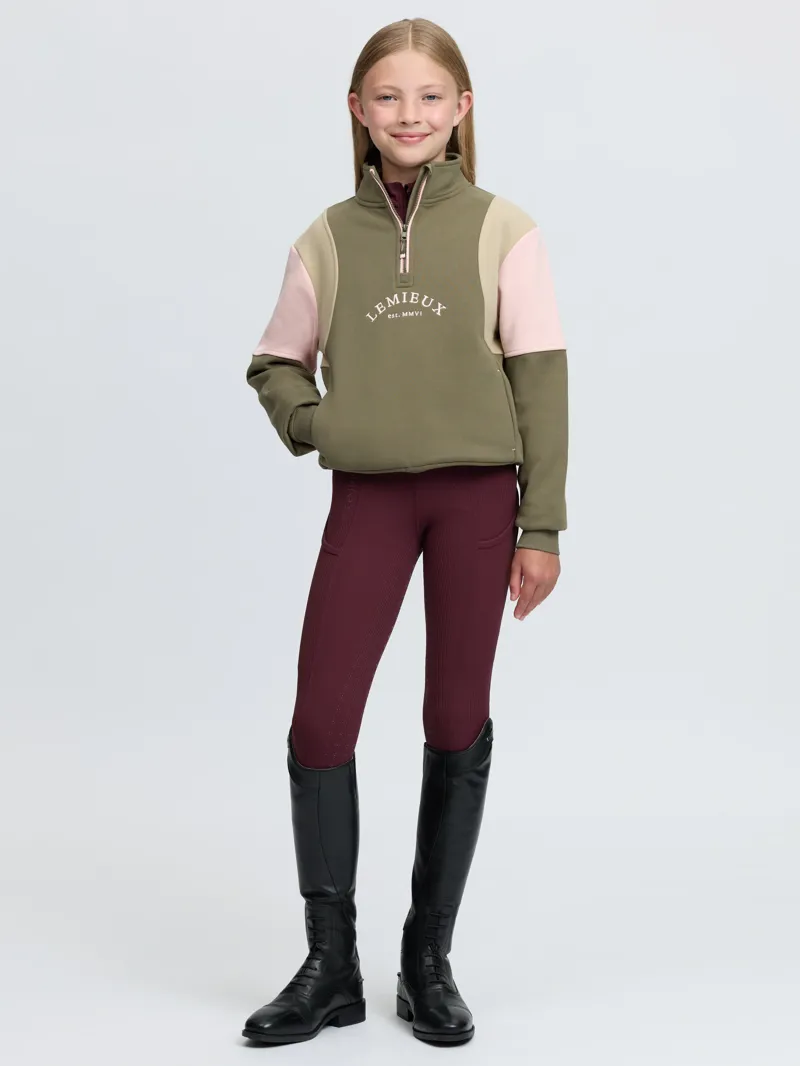 LeMieux Viola Quarter Zip Young Rider in Willow Green-1