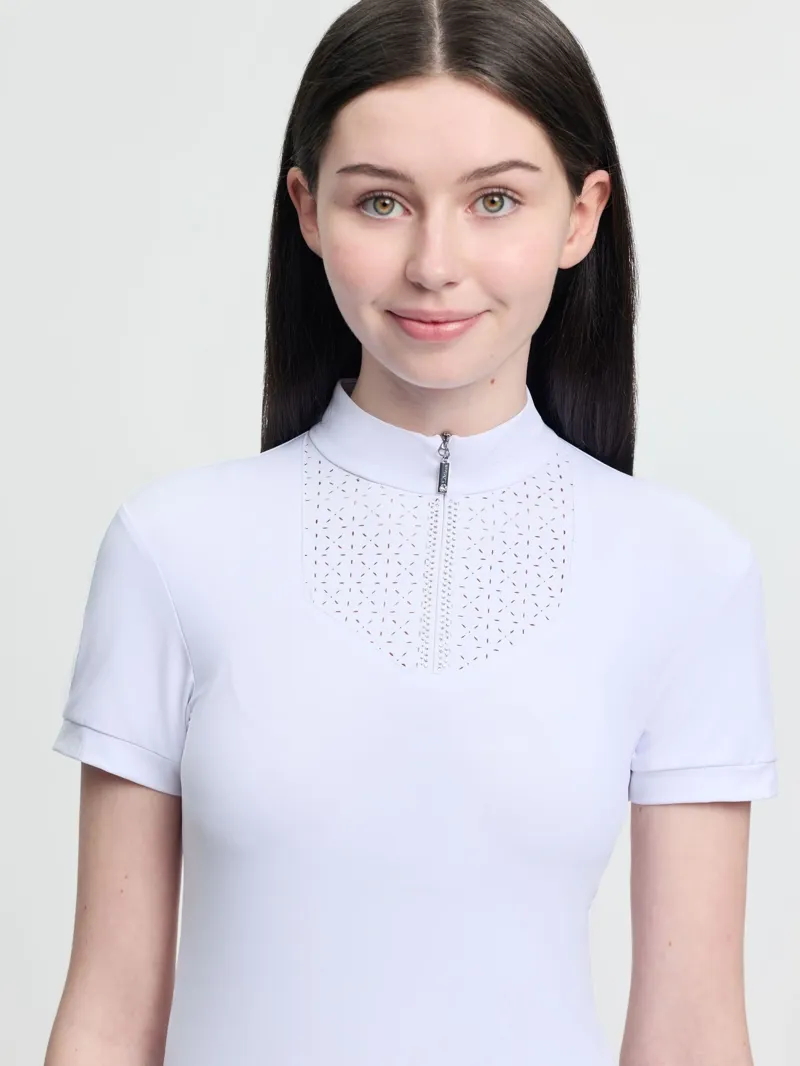 LeMieux Young Rider Brilliance Livvy Short Sleeve Shirt in White-2
