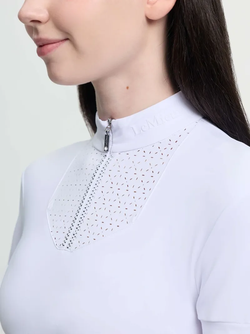 LeMieux Young Rider Brilliance Livvy Short Sleeve Shirt in White-3