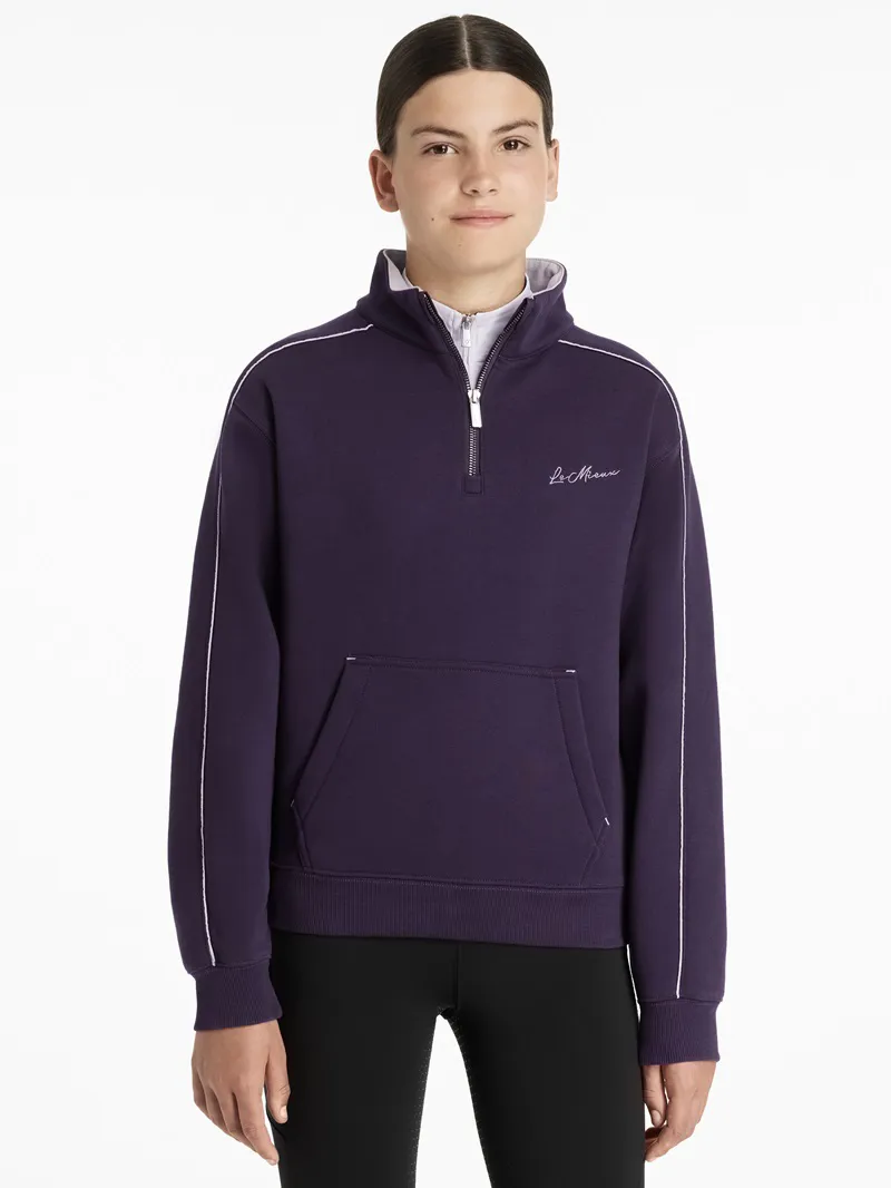LeMieux Young Rider Kate Quarter Zip Sweatshirt in Juniper and Lilac