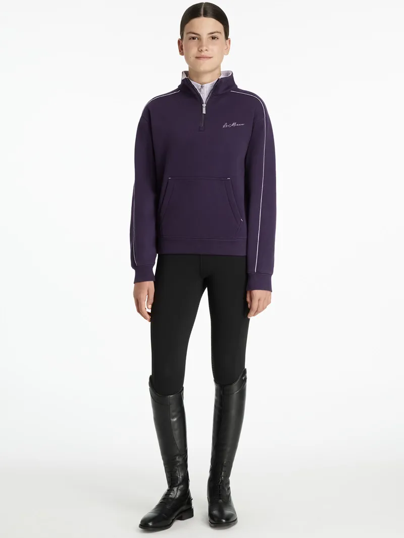 LeMieux Young Rider Kate Quarter Zip Sweatshirt in Juniper and Lilac-3