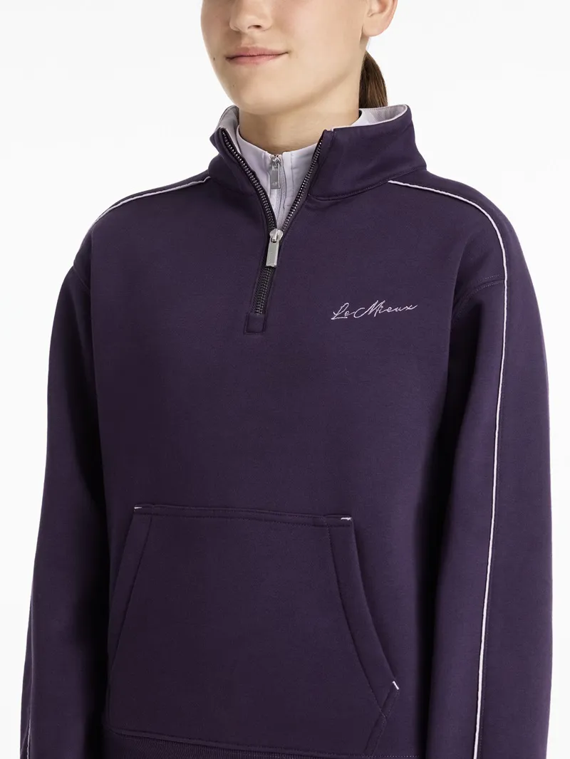LeMieux Young Rider Kate Quarter Zip Sweatshirt in Juniper and Lilac-1