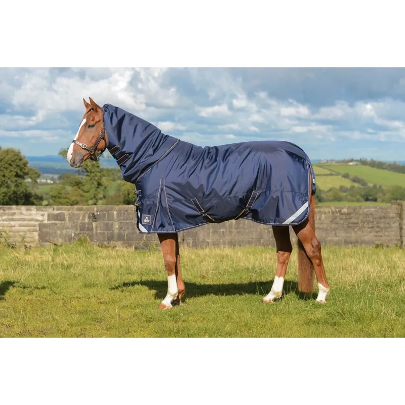 Mackey Wicklow Turnout Rug 360g in Navy and Gold-2