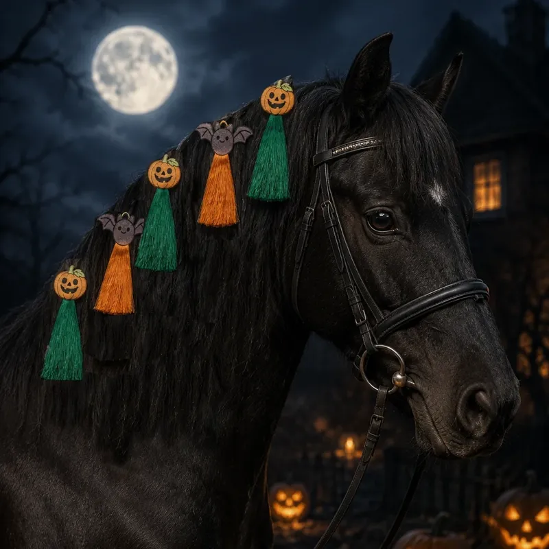Equetech Pumpkins and Bats Mane Tassels-1