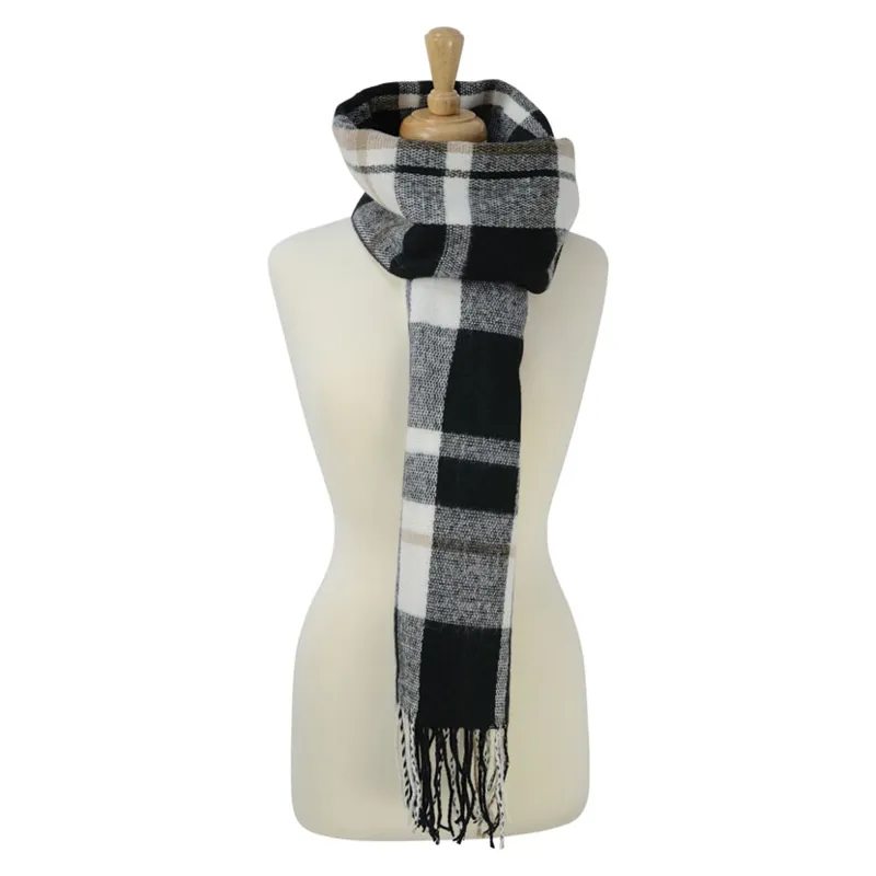 Hy Equestrian Ladies Tartan Scarf in Black and White