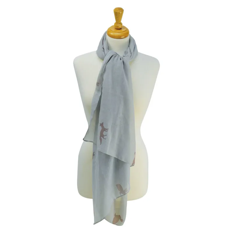 Hy Equestrian Fox and Rabbit Print Scarf in Oatmeal - WEB EXCLUSIVE