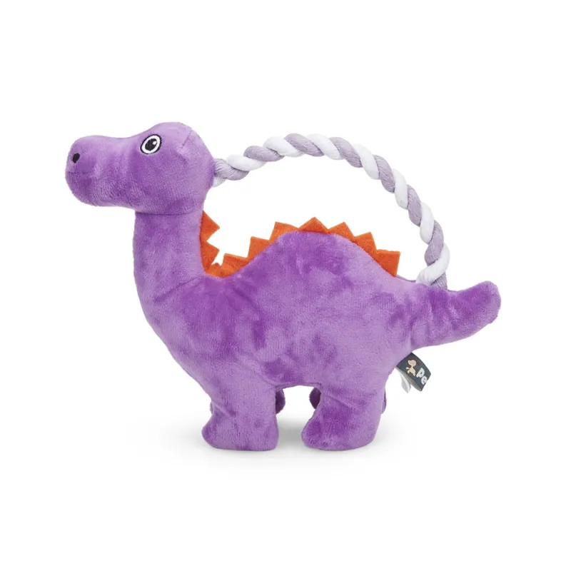 Petface Buddies Rope Handle Dinosaur Plush Dog Toy-1