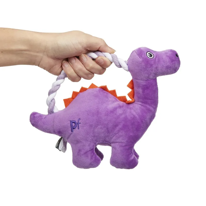 Petface Buddies Rope Handle Dinosaur Plush Dog Toy