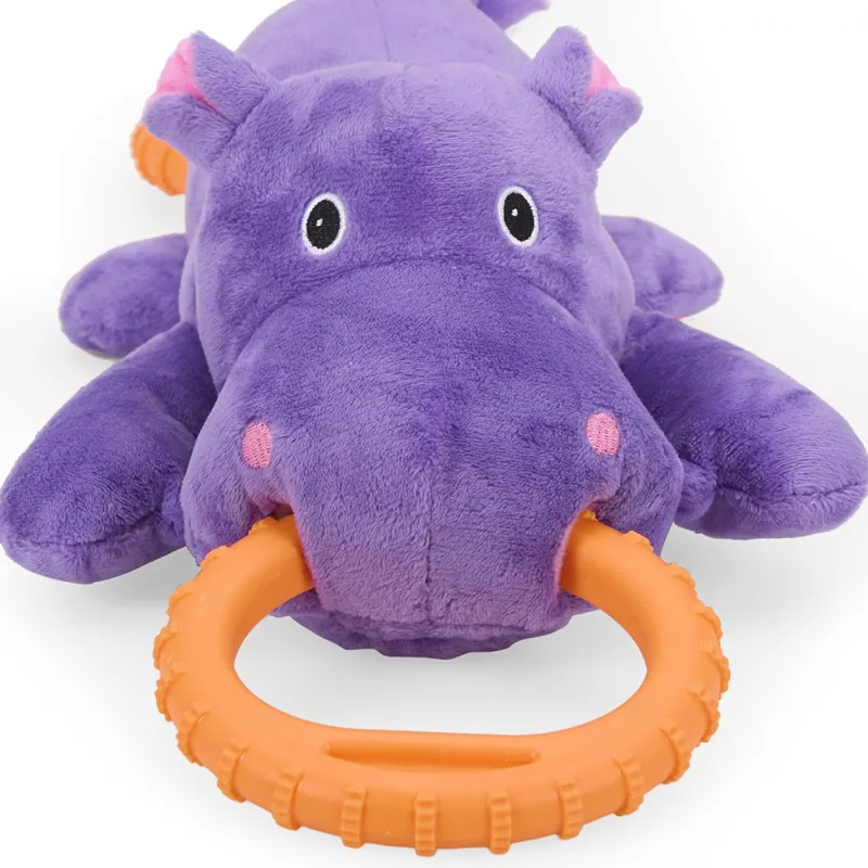 Petface Buddies Hippo Tugger Plush and Rubber Dog Toy-1