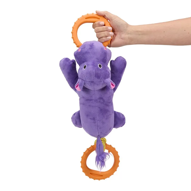 Petface Buddies Hippo Tugger Plush and Rubber Dog Toy-2