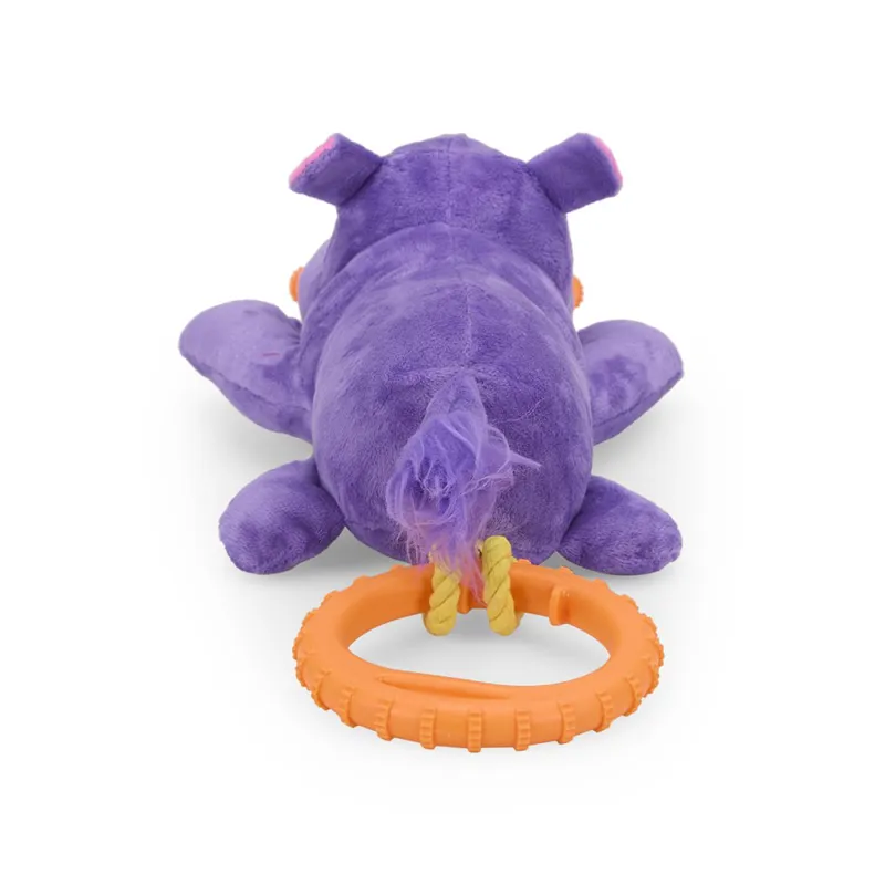 Petface Buddies Hippo Tugger Plush and Rubber Dog Toy-3