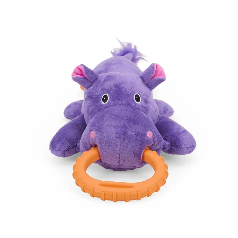 Petface Buddies Hippo Tugger Plush and Rubber Dog Toy-4