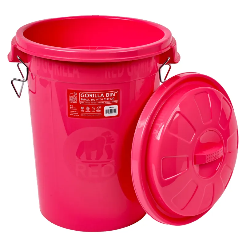 Red Gorilla Bin 30L with Clip Lid in Pink