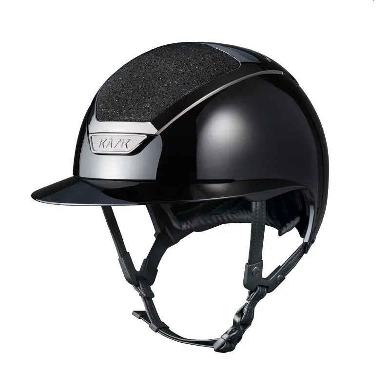 Kask Star Lady Riding Hat in Pure Shine Black with Swarovski Carpet