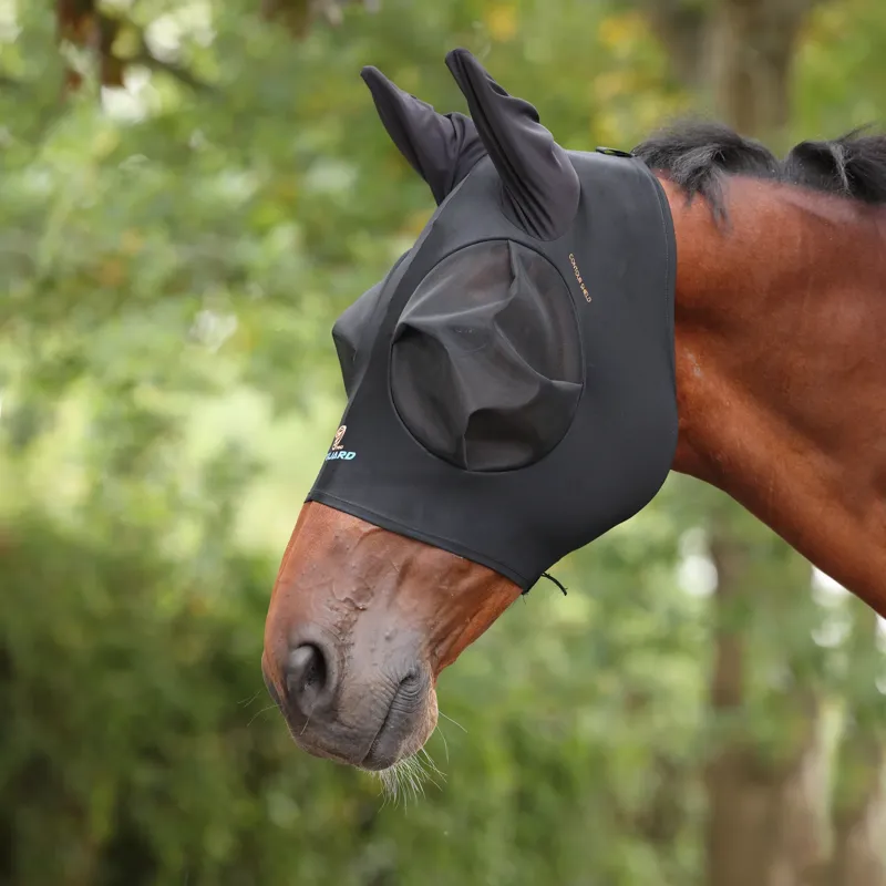 Shires FlyGuard Pro Stretch Fly Mask with Ears - Jet Black