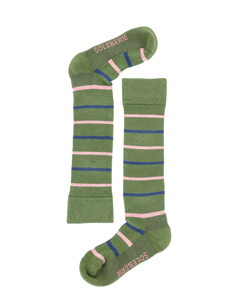 Soleberie Classic Long Socks Ladies in Green Stripe-4