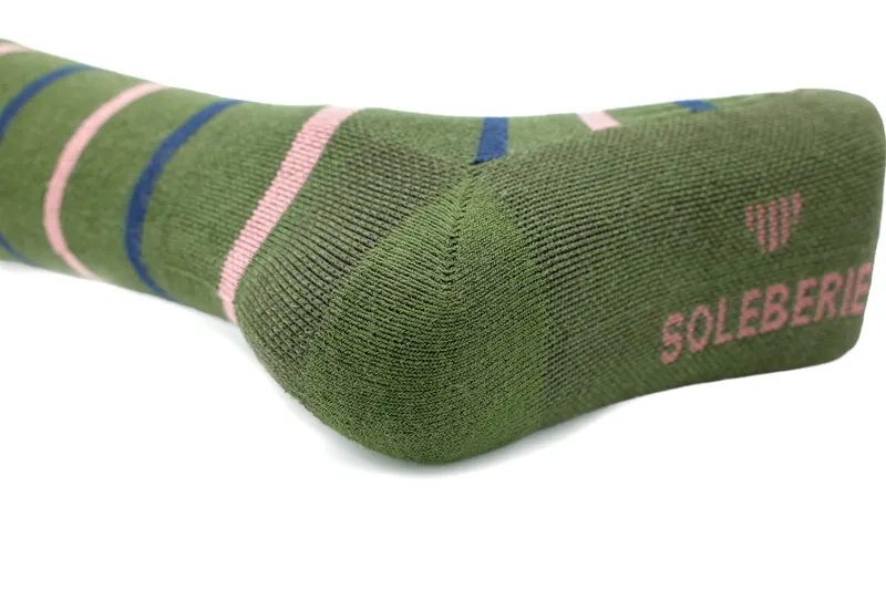 Soleberie Classic Long Socks Ladies in Green Stripe-3