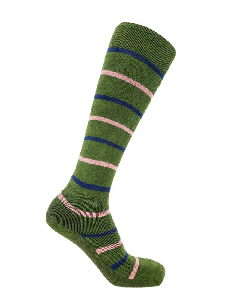 Soleberie Classic Long Socks Ladies in Green Stripe