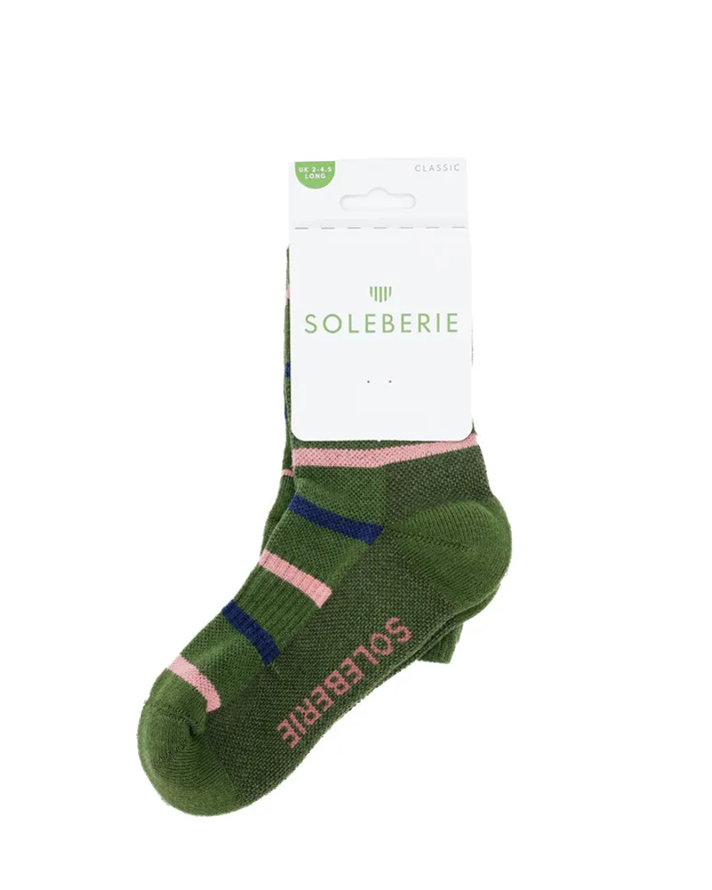 Soleberie Classic Long Socks Ladies in Green Stripe-5