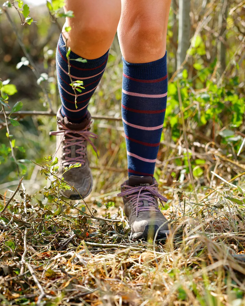 Soleberie Classic Long Socks Ladies in Navy Stripe-1