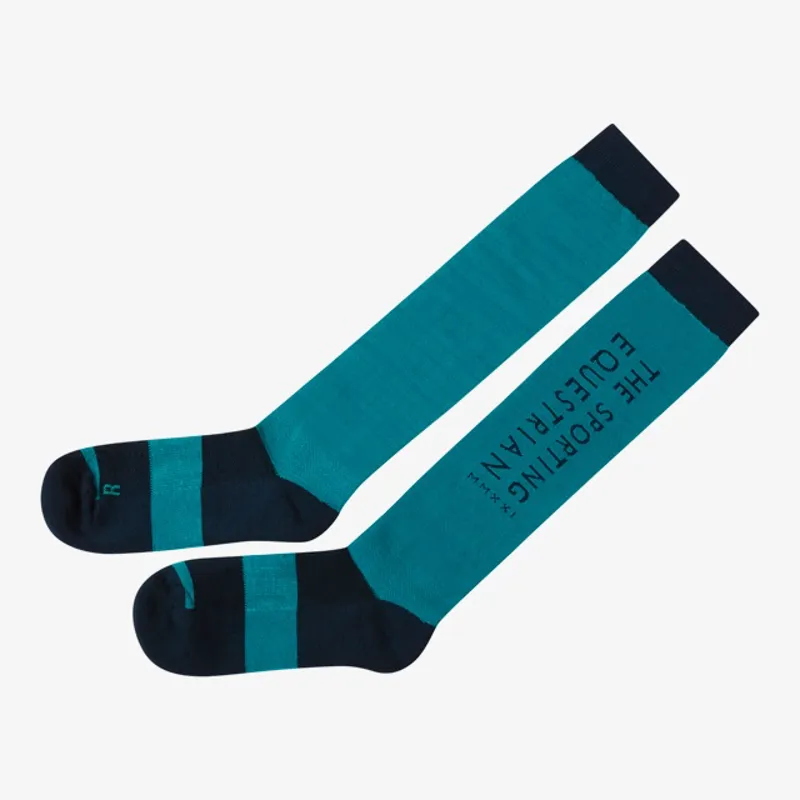 Sporting Equestrian Knee Sock Ladies in Turquoise and Navy