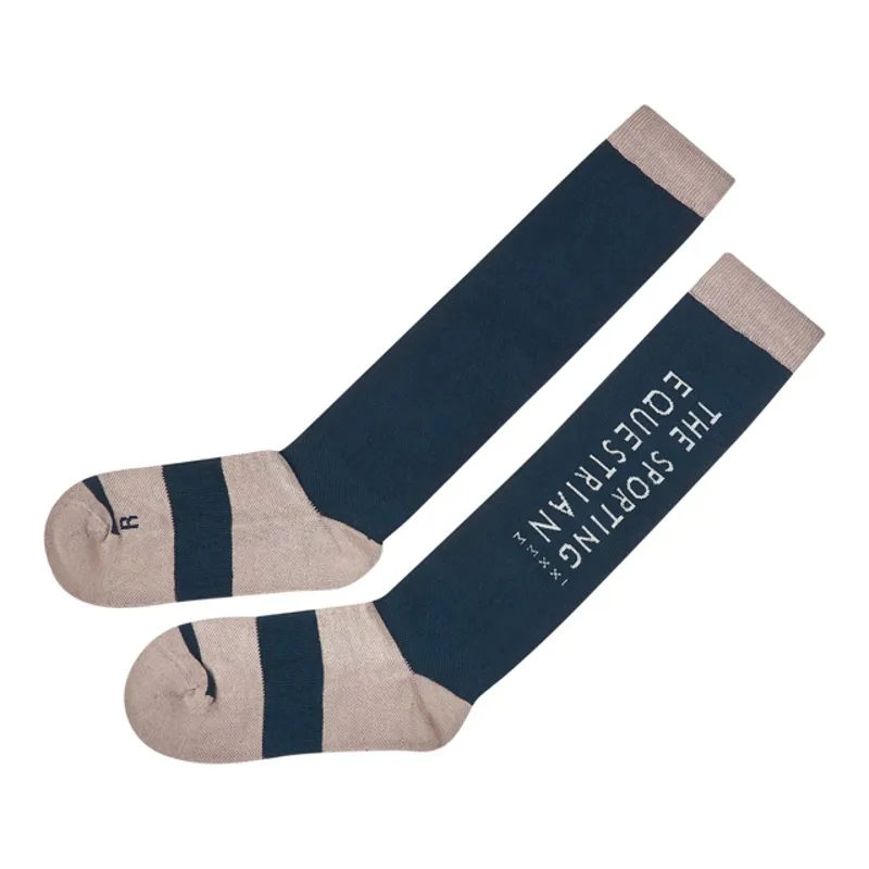 Sporting Equestrian Knee Sock Ladies in Navy and Grey