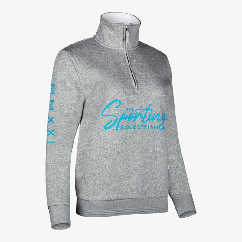 Sporting Equestrian Quarter Zip Unisex in Grey and Blue-1