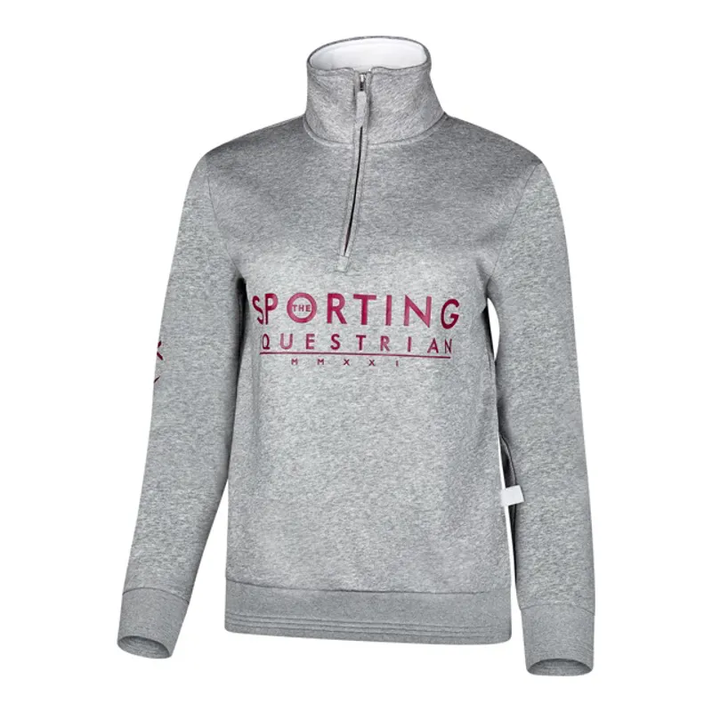 Sporting Equestrian Quarter Zip Unisex in Grey and Burgundy