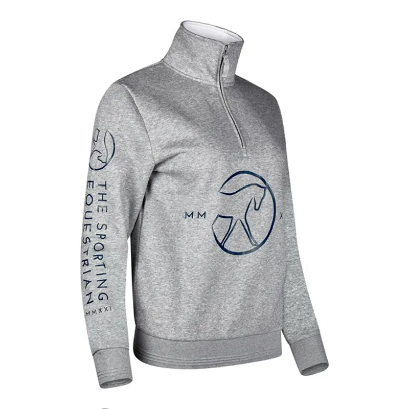 Sporting Equestrian Quarter Zip Unisex in Grey and Navy-1