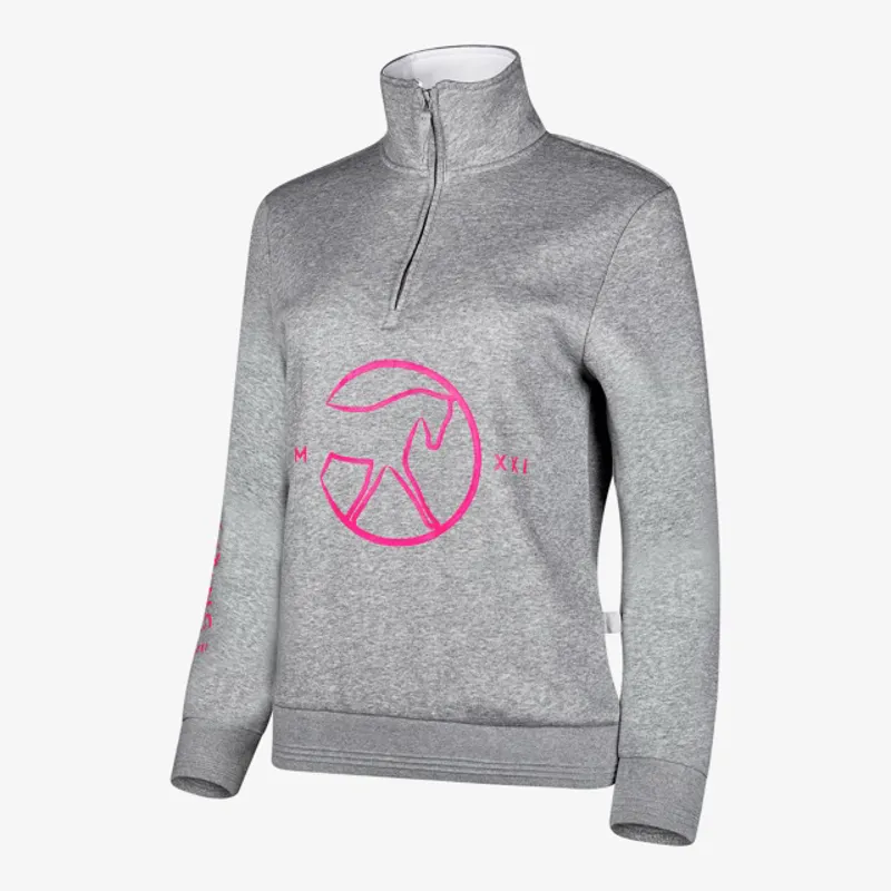 Sporting Equestrian Quarter Zip Unisex in Grey and Pink