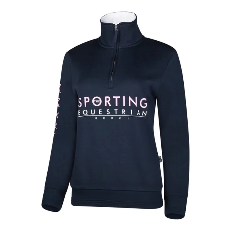 Sporting Equestrian Quarter Zip Unisex in Navy and Pale Pink