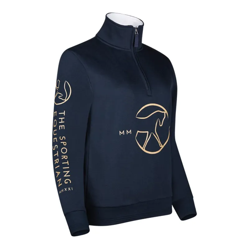 Sporting Equestrian Quarter Zip Unisex in Navy and Gold-1