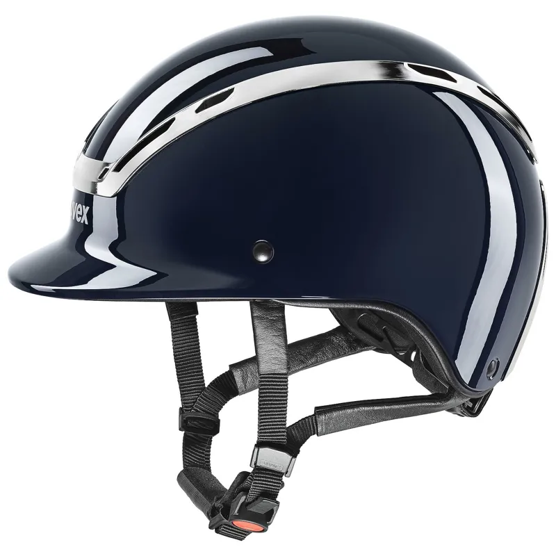 Uvex Exxeed Shiny Chrome Riding Helmet in Navy