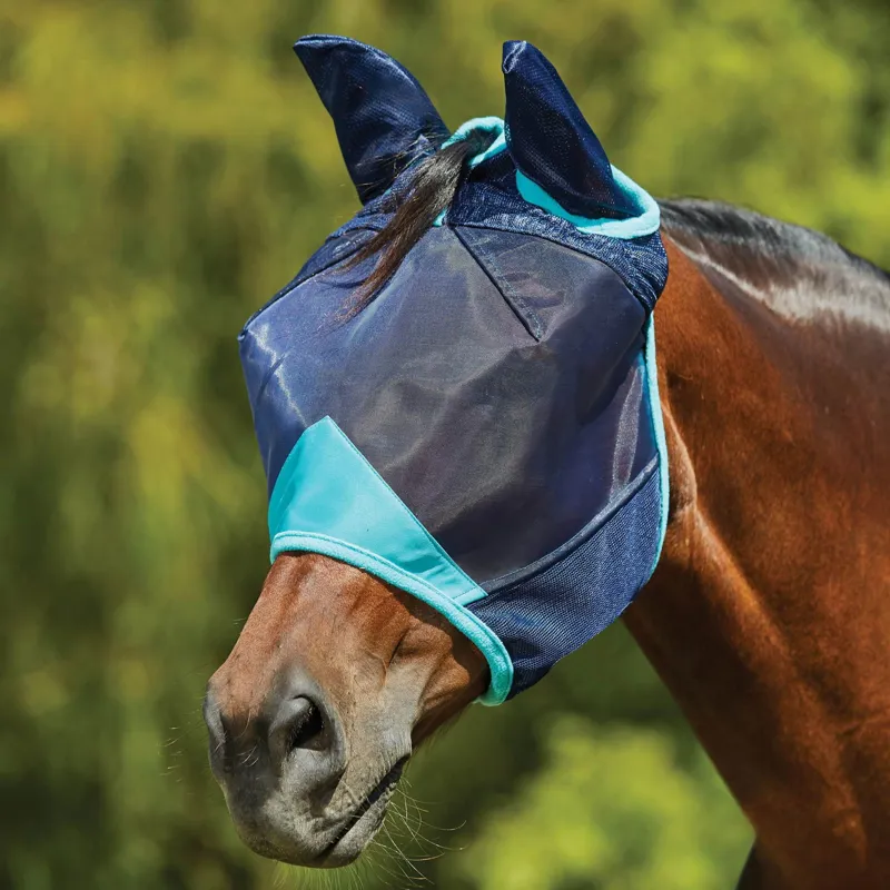 Weatherbeeta ComFiTec Deluxe Fine Mesh Fly Mask With Ears - Blue