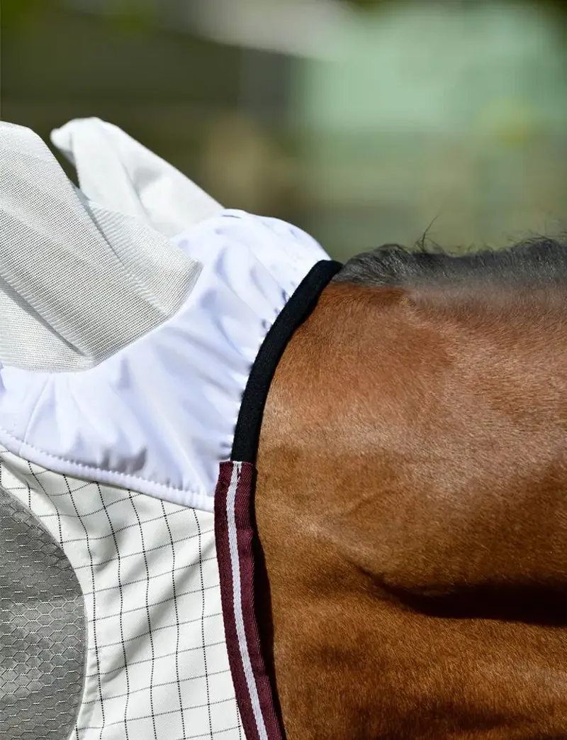 Weatherbeeta Hybrid Seasons Fly Mask in White and Maroon-4