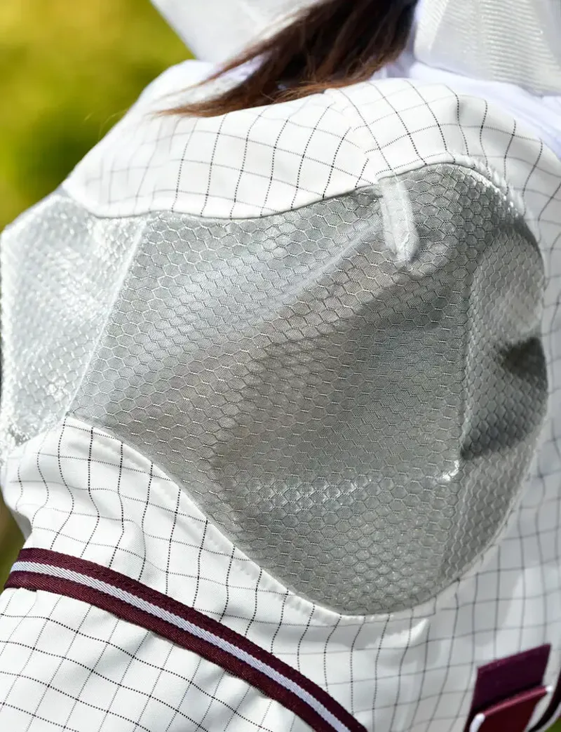 Weatherbeeta Hybrid Seasons Fly Mask in White and Maroon-5