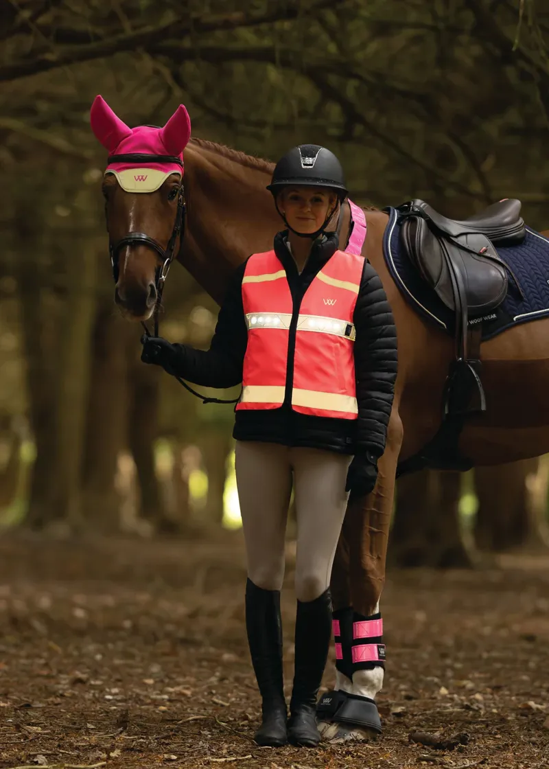 Woof Wear LED Hi Vis Riding Vest Juniors in Pink-5