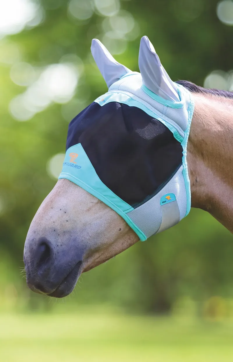 Shires Air Motion Fly Mask with Ears in Aqua-1