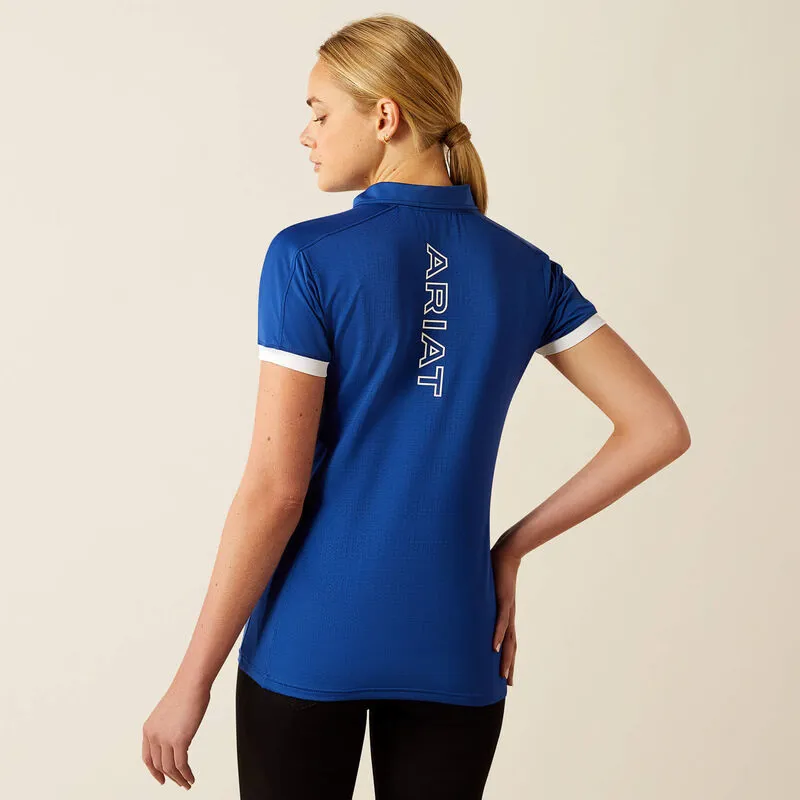 Ariat Bandera Team Quarter Zip Polo Shirt Ladies in Sodalite Blue-3