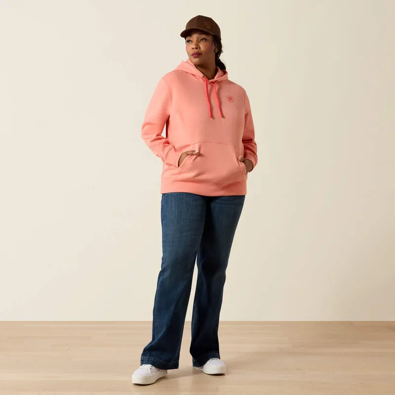 Ariat Logo 2.0 Hoodie Ladies in Peach Amber Heather-3