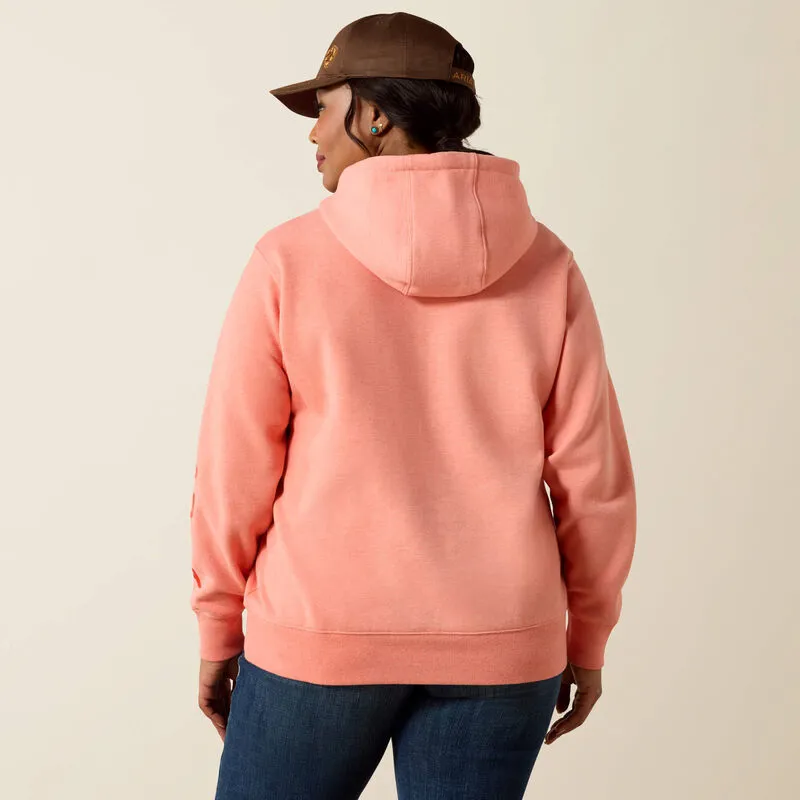 Ariat Logo 2.0 Hoodie Ladies in Peach Amber Heather-5