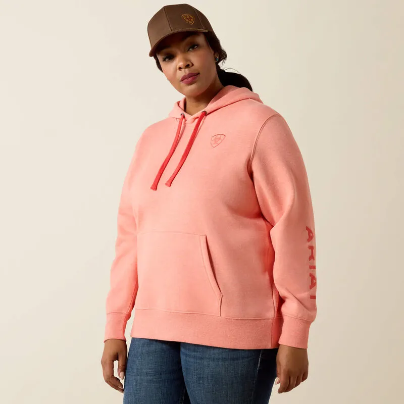 Ariat Logo 2.0 Hoodie Ladies in Peach Amber Heather-1