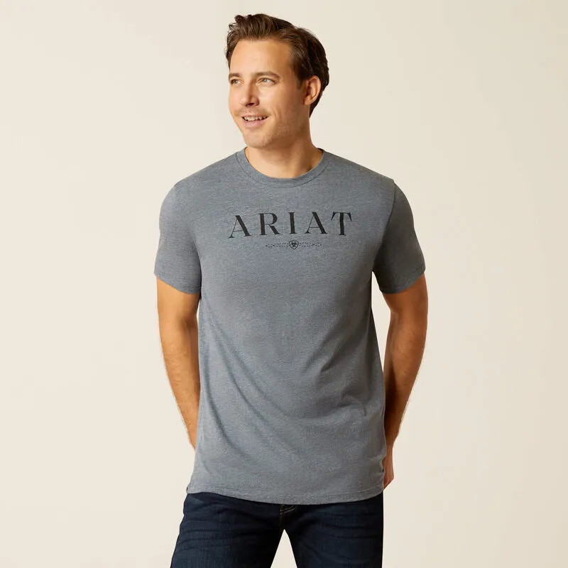 Ariat B and W Logo T Shirt Mens in Athletic Heather