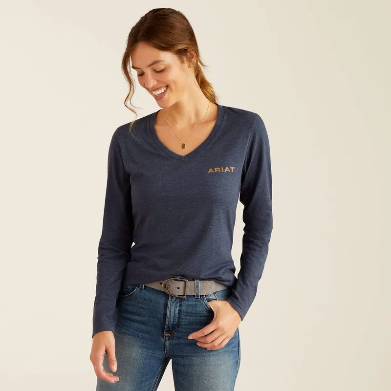 Ariat Handcrafted Long Sleeve Shirt Ladies in Navy Heather-1