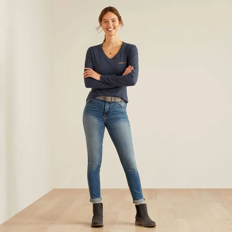 Ariat Handcrafted Long Sleeve Shirt Ladies in Navy Heather-2