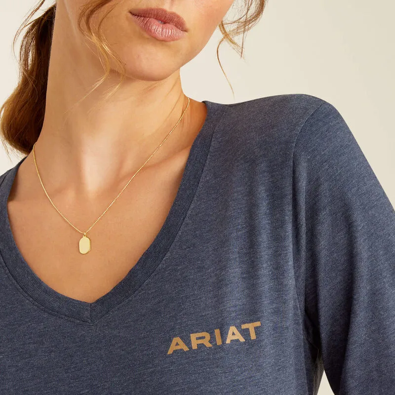 Ariat Handcrafted Long Sleeve Shirt Ladies in Navy Heather-3