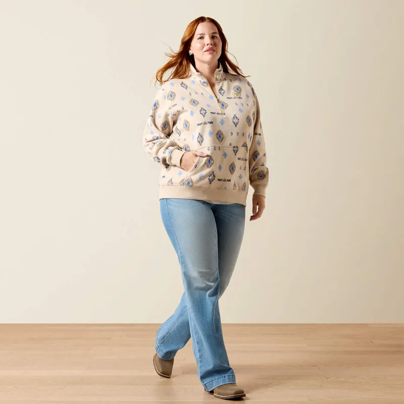 Ariat Sapphire Sweatshirt Ladies in Oatmeal Heather-5